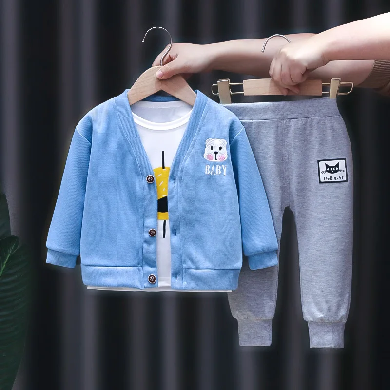 

2022 New Spring Autumn Baby Girl Clothes Baby Suit Sport Cartoon 3 Piece Set Baby Boy Clothes 1-4 Years Old