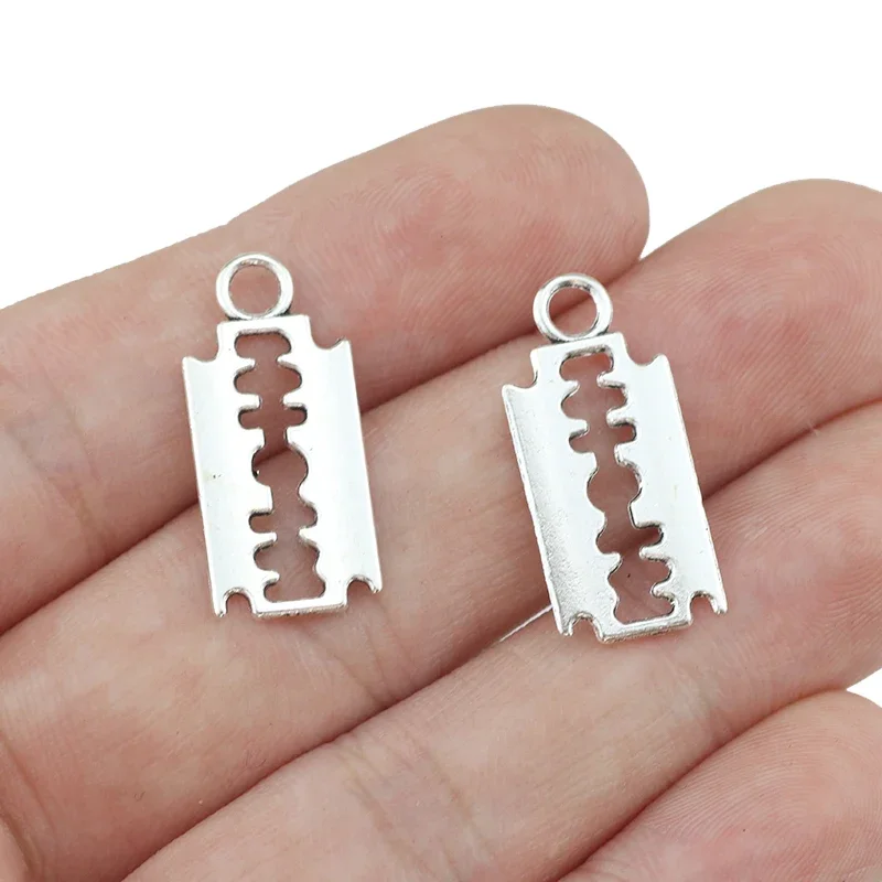 

30 Pieces 25x12mm Antique Silver Color Sawtooth Phonecharms Keychain DIY for Jewelry Making