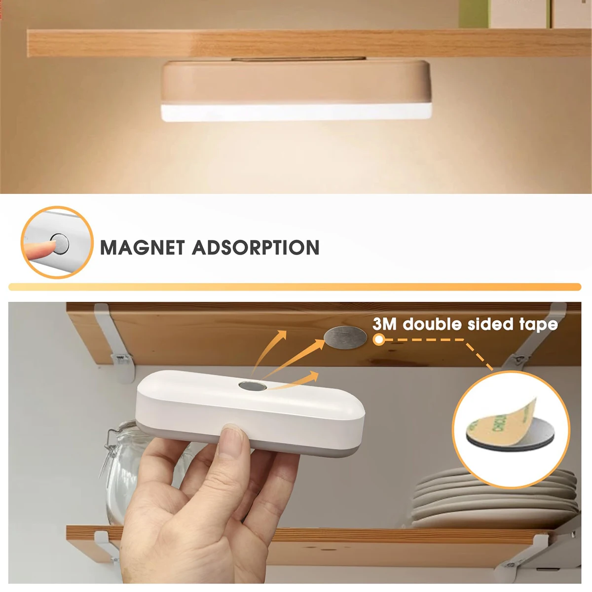 10cm Led Bedside Motion Sensor Night Lamp Desk Warm-light Wardrobe Lighting Strip Closet Wireless Light Cabinet Mini Reading USB