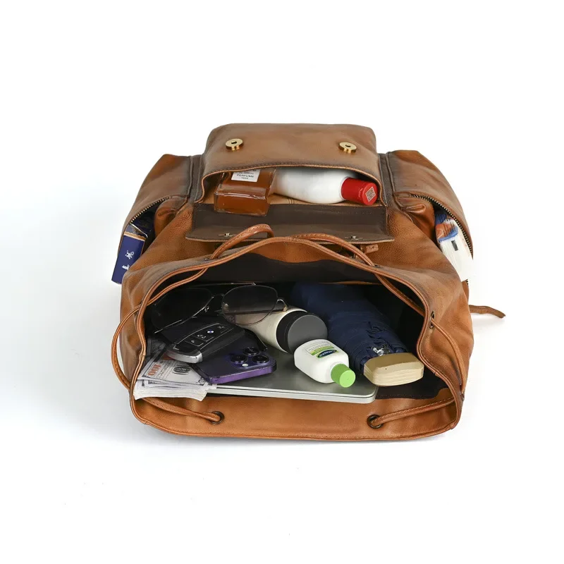 Vintage Genuine Leather Shoulder Backpack for Men