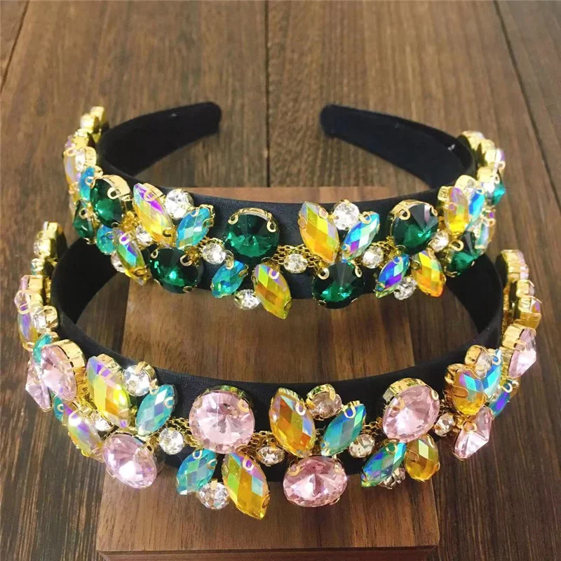 

2 Styles Baroque Rhinestone Headband Rabbit Hairbands For Women Colorful Crystal Rhinestone Hairband Hair Accessori Wholesale