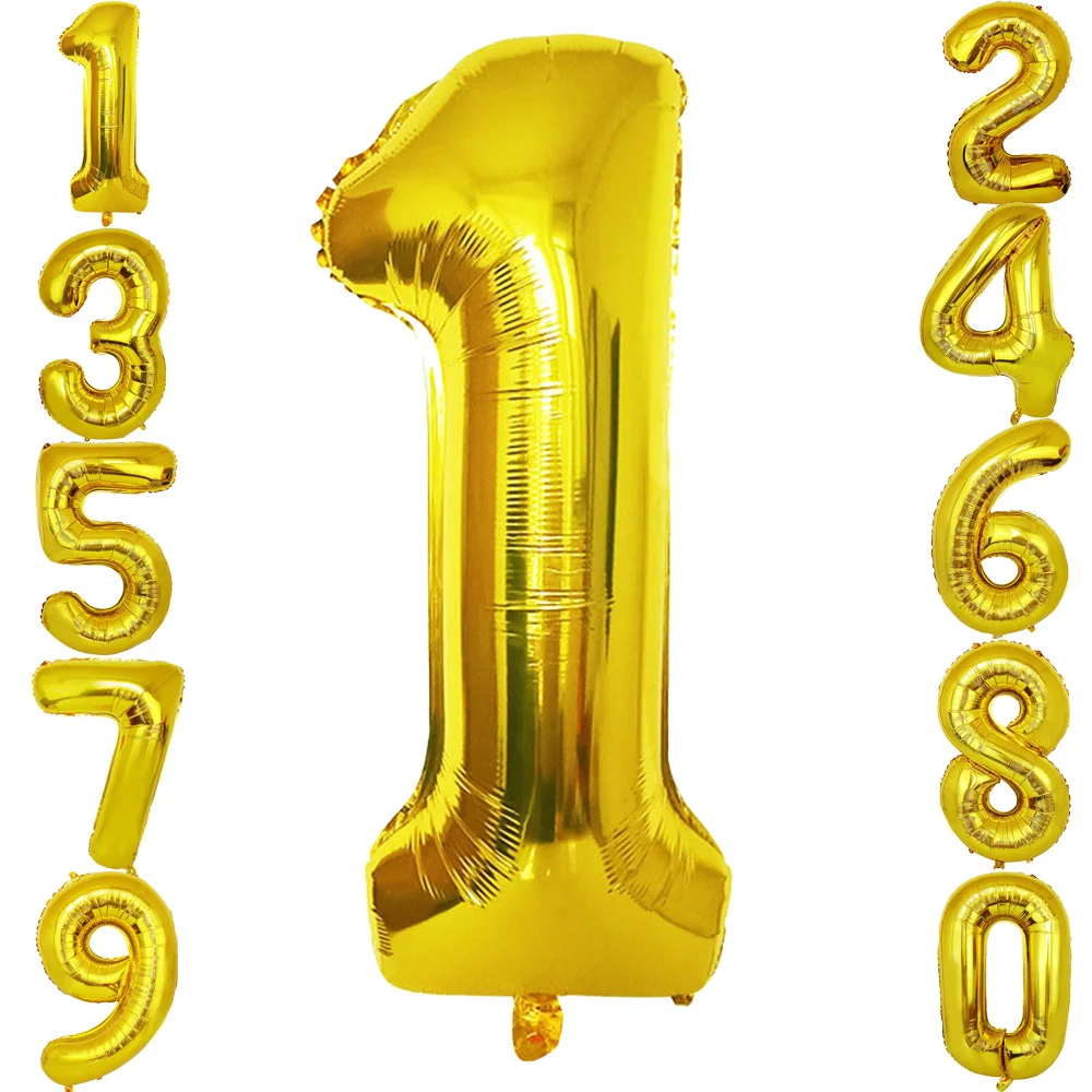 Gold Number Balloon 40 Inch Gold Big Giant 0-9 Number Balloons for Birthday Wed…