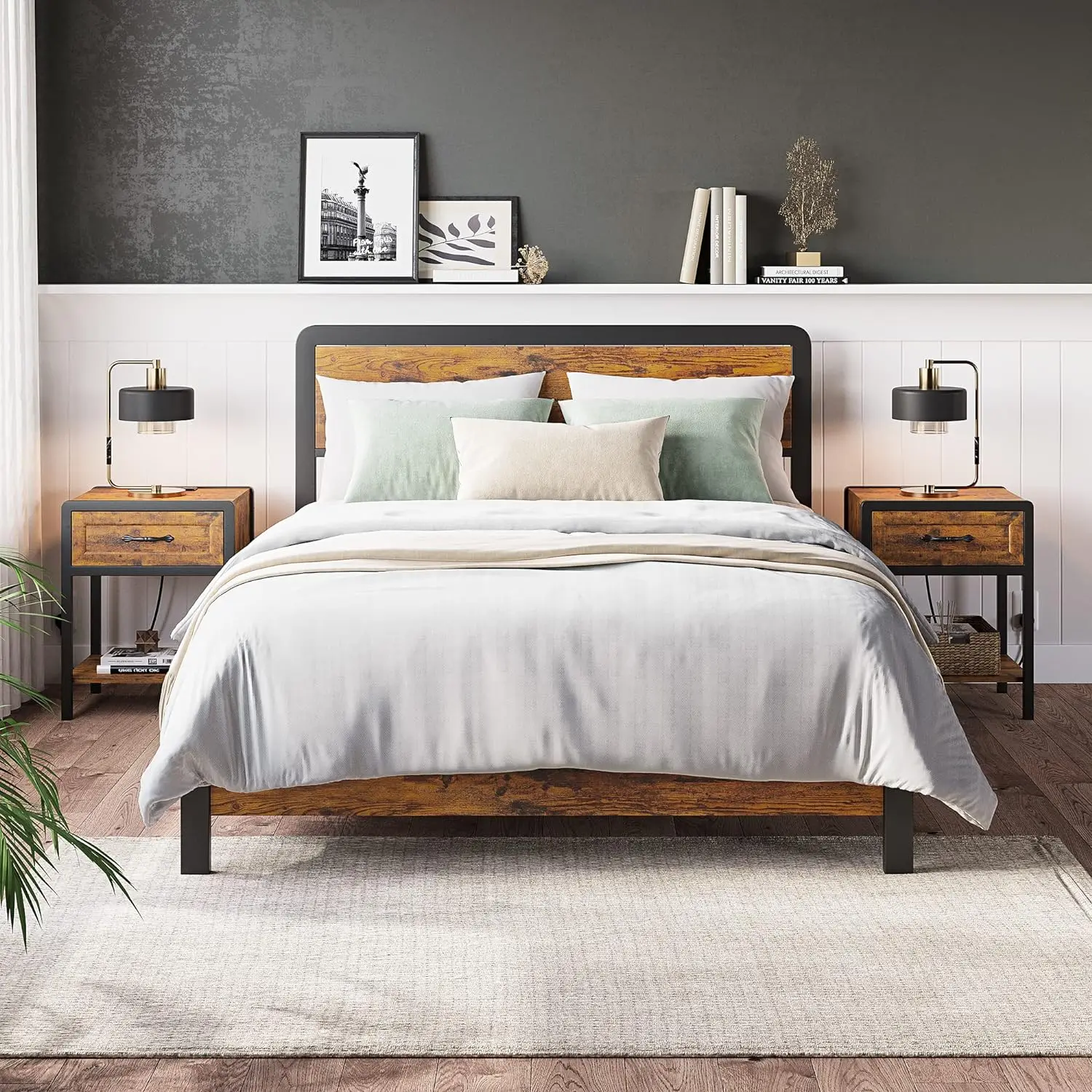 Schlafzimmer Bilder über Bett Mit Rahmen Bett-rahmen-mit-Kopfteil-Plattform-bett-rahmen-mit-sicheren