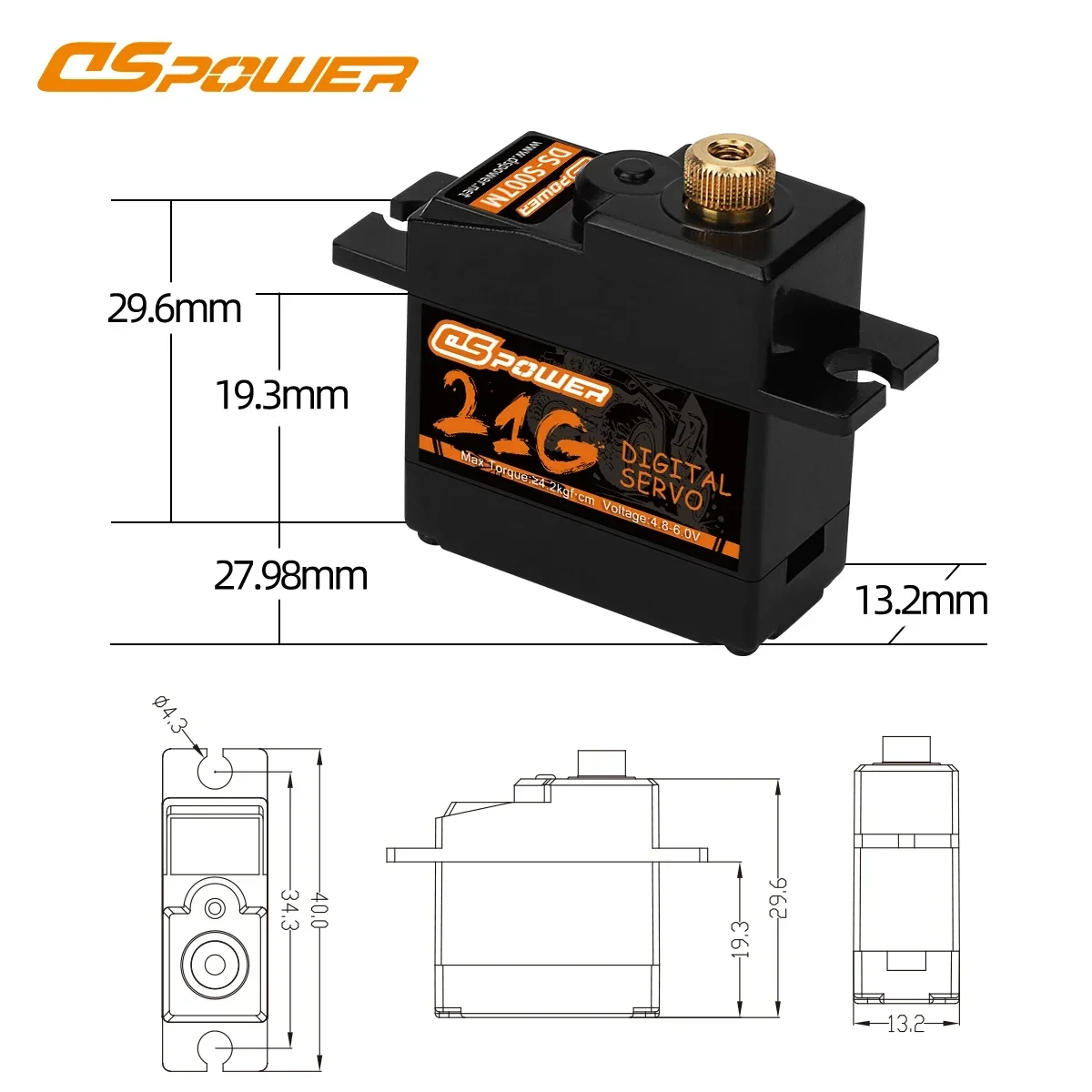 High-Performance 21g Metal Gear Waterproof Digital Servo for RC Models & Robotics