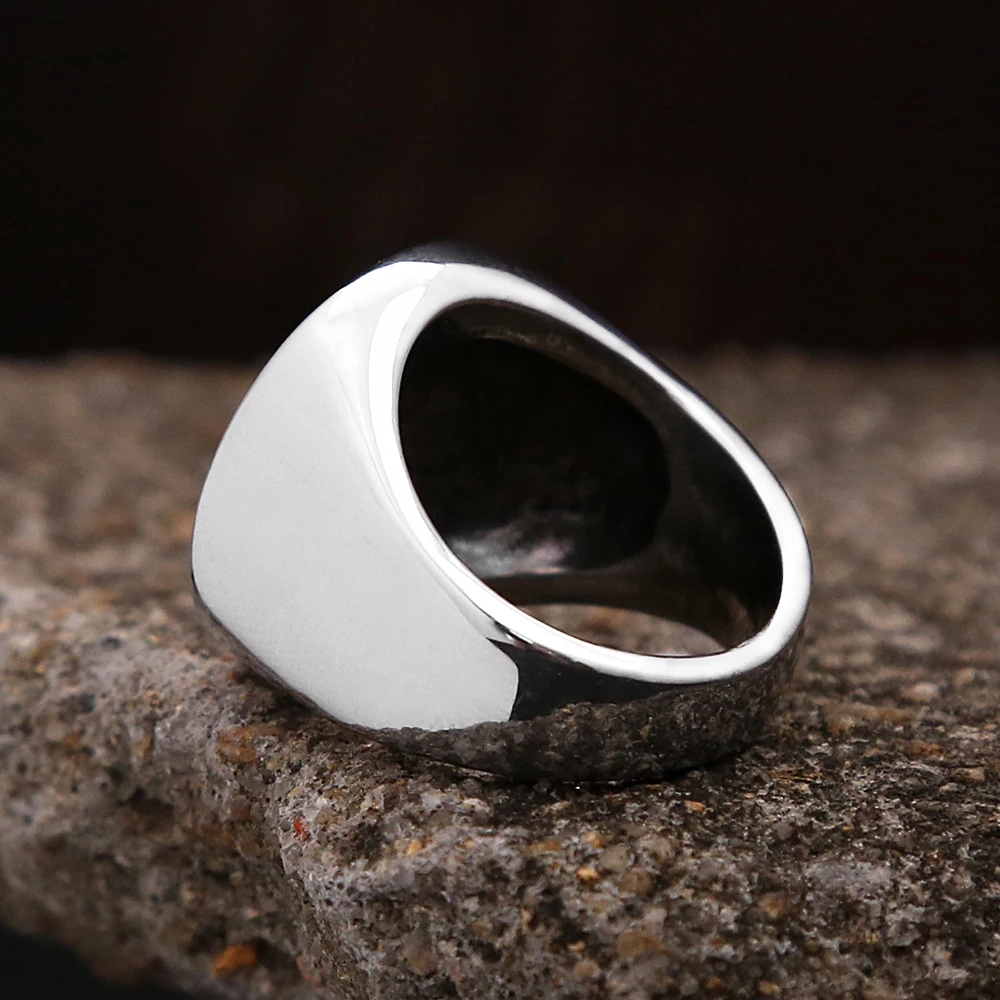 Unisex Stainless Steel Retro Pentagram Signet Ring – Vintage Punk Rock Jewelry Gift