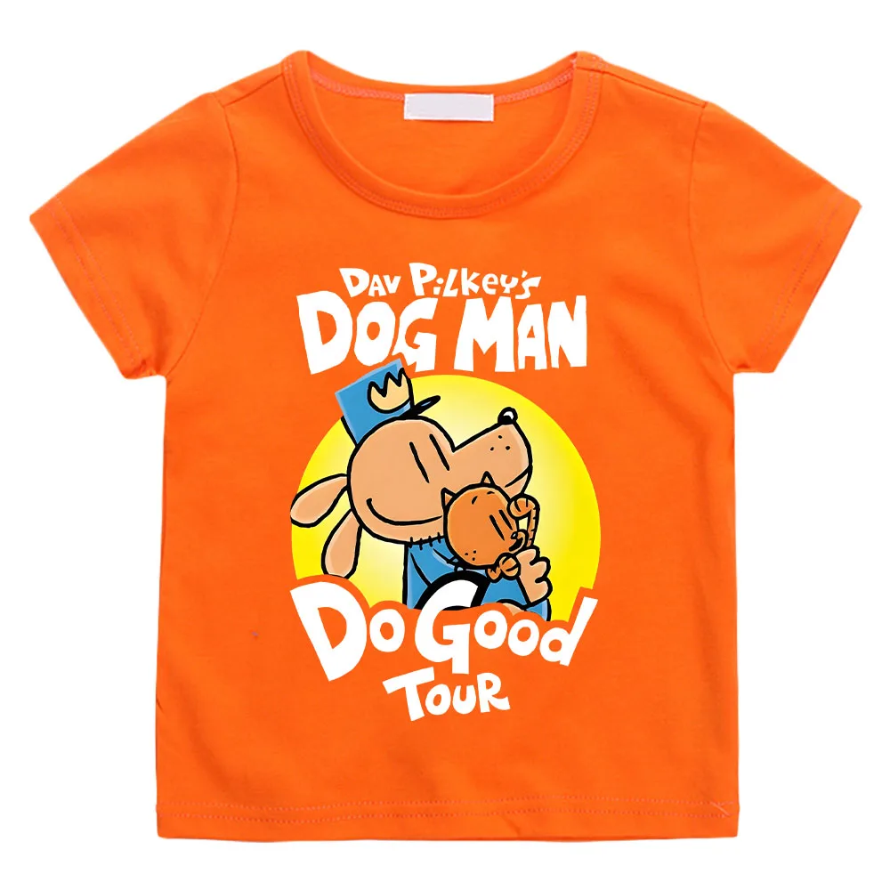 Fun Dog Man Pattern Children T-shirt Summer Casual Short Sleeved Boy Tee-shirt Comfortable Round Neck Girl Tshirt High Quality 2