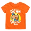 Fun Dog Man Pattern Children T-shirt Summer Casual Short Sleeved Boy Tee-shirt Comfortable Round Neck Girl Tshirt High Quality 2