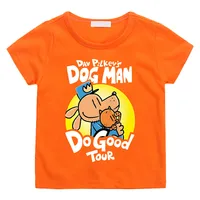 Fun Dog Man Pattern Children T-shirt Summer Casual Short Sleeved Boy Tee-shirt Comfortable Round Neck Girl Tshirt High Quality 2