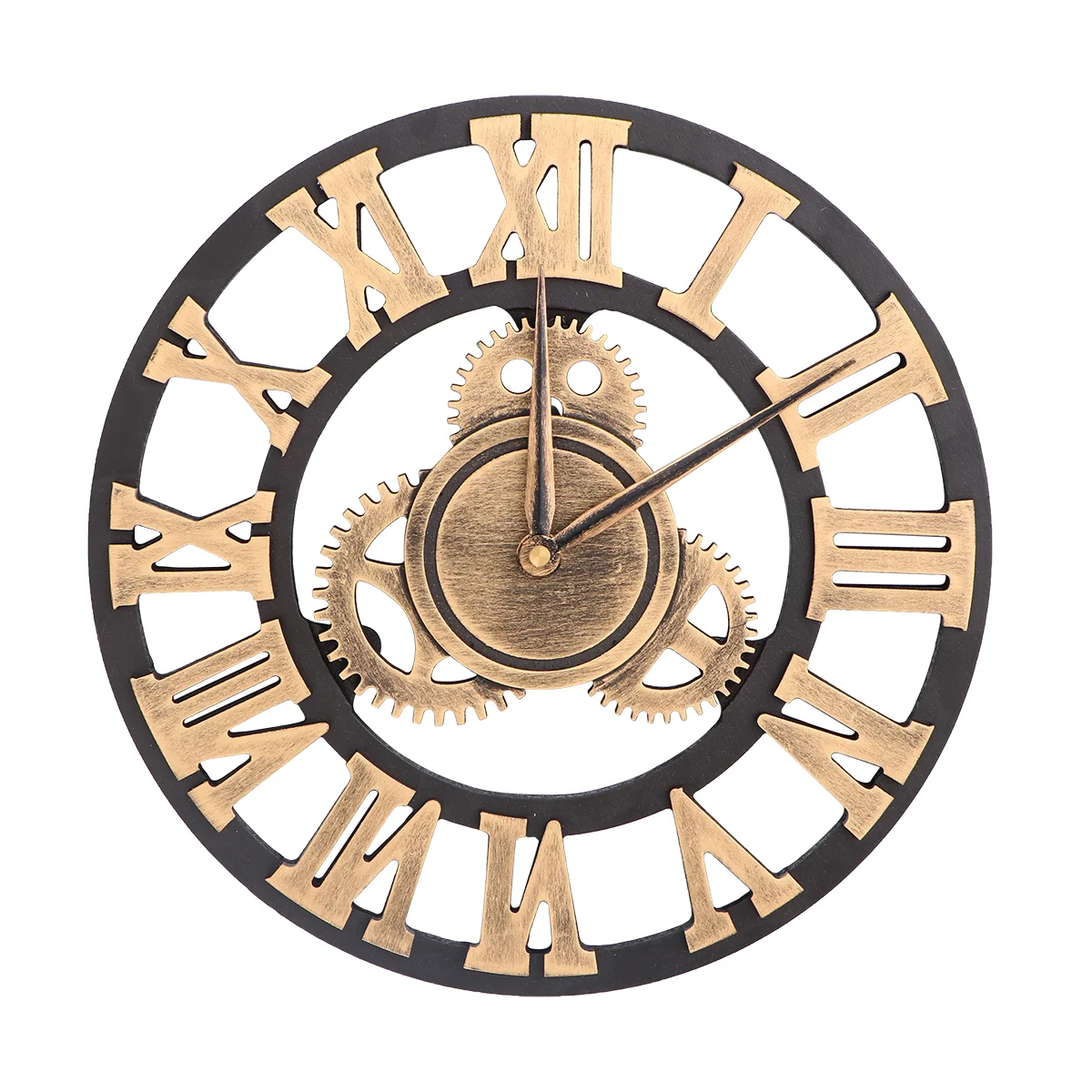 

Vintage Industrial Wall Clock Round 3D Roman Numerals Clocks Decorative Wall Clock Wall Hanging Decoration Ornament Golden