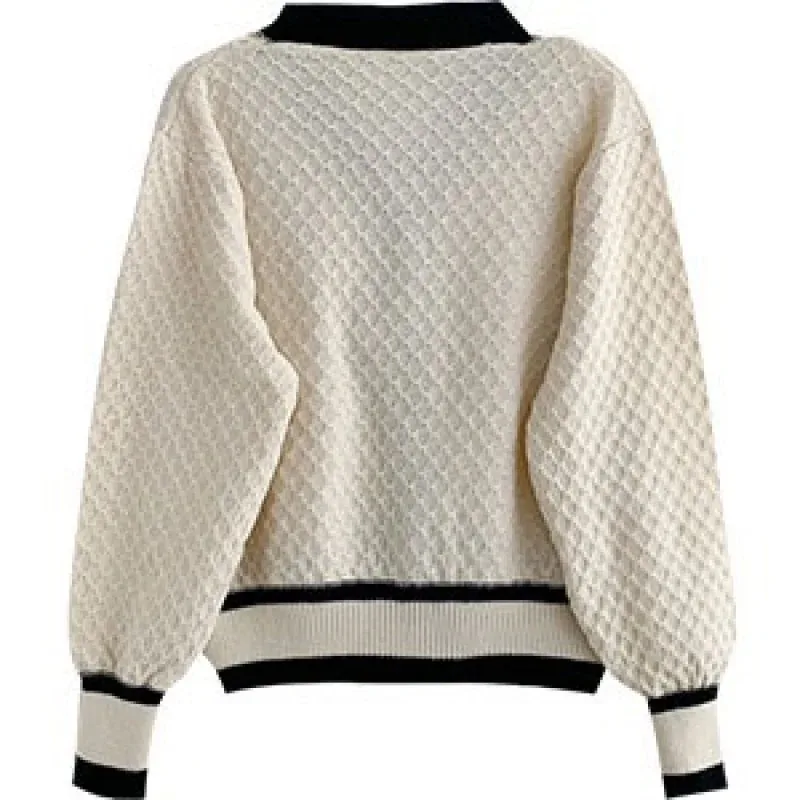 Women's Korean Fashion New Korean Loose Long-sleeved Knit Sweater Cardigans Outwear Coat 4