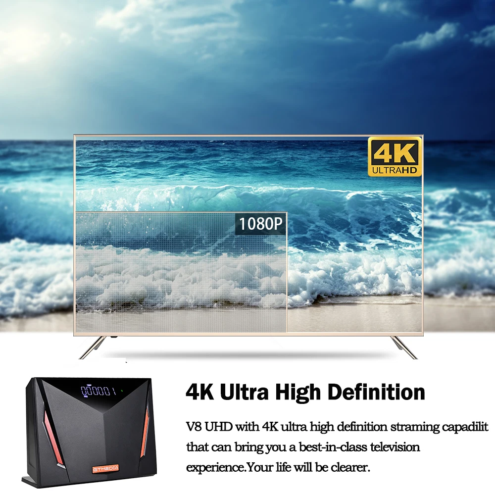 GTMEDIA V8 UHD  ڽ,  ù DVB-S2, S2X DVB-T2, DVB-C BISS + PowerVu Ű, 2.4G  ׷̵, 4K TV ڴ