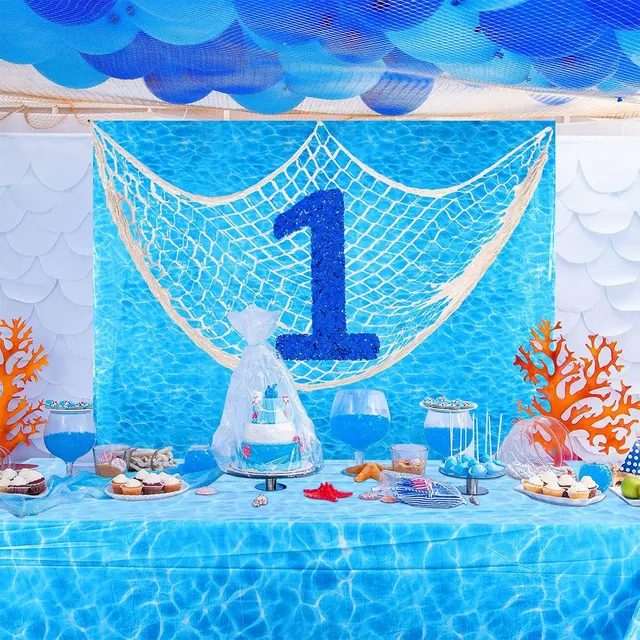 1pc Tovaglia per feste a tema oceano Tovaglia in plastica subacquea Compleanno per bambini Forniture per feste a tema animali blu oceano 5