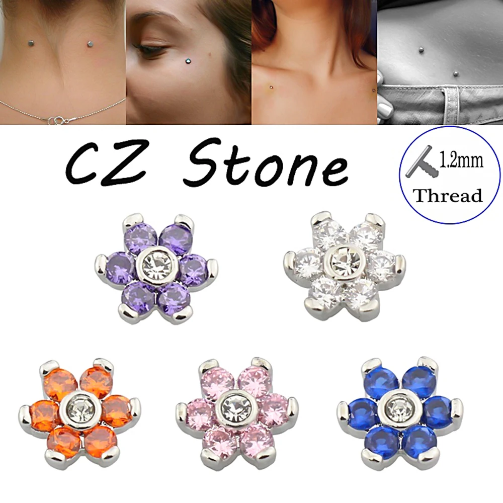 1Pc 16G Crystal Micro Dermal Anchor Top Con Base Piercing Skin Diver Surface Ring Retainer Hide-It In Body Implant Stud Jewelry