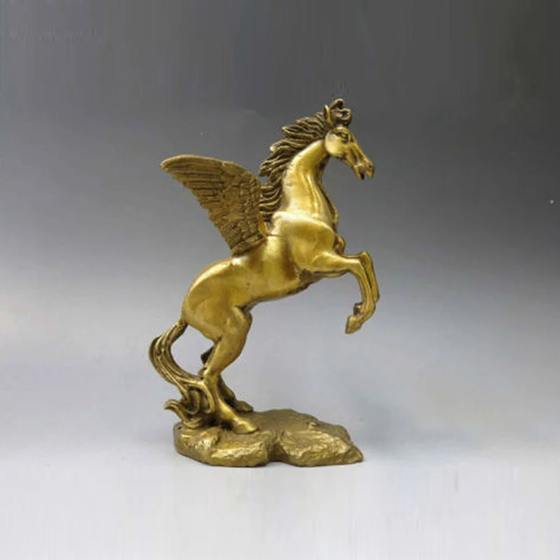 

Elaborate Chinese Brass Brass Animal Pegasus Greek Mythology Winged Fly Horse Statue Sculpture