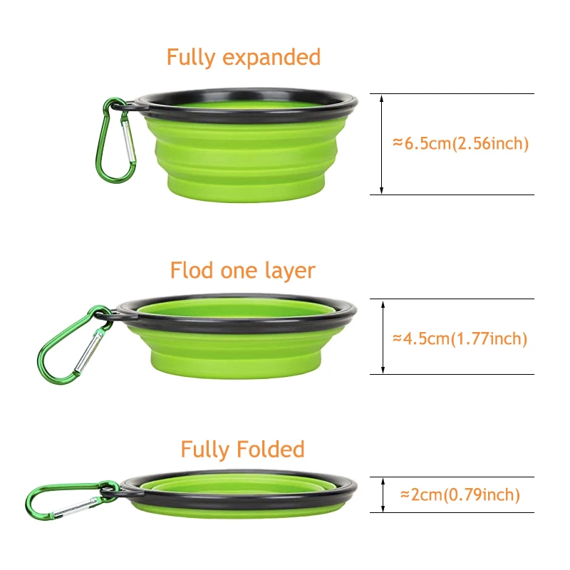 1000ML Collapsible Pet Silicone Dog Food Water Bowl Outdoor Camping Travel Portable Folding Pet Bowl Dishes add Carabiner D0013A 4