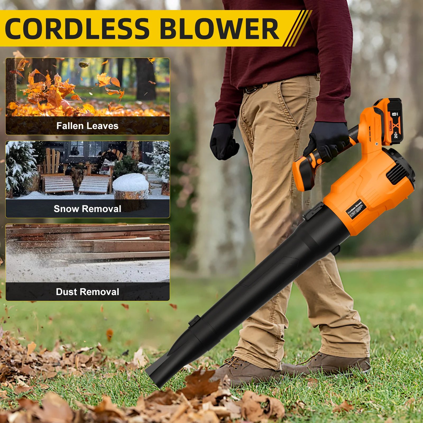 Bürstenloser Elektro-Laubbläser für Makita und DEWALT 18V Akku, 2-in-1 Turbo-Gebläse für Laub, Schnee, Gartenreinigung, Elektrowerkzeug – Detail 11