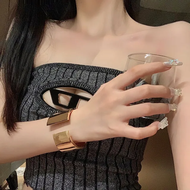 アクセサリー K10YG BANGLE Gold Shiny Thick Round Bangle Cuff, Circle Shaped Stacking