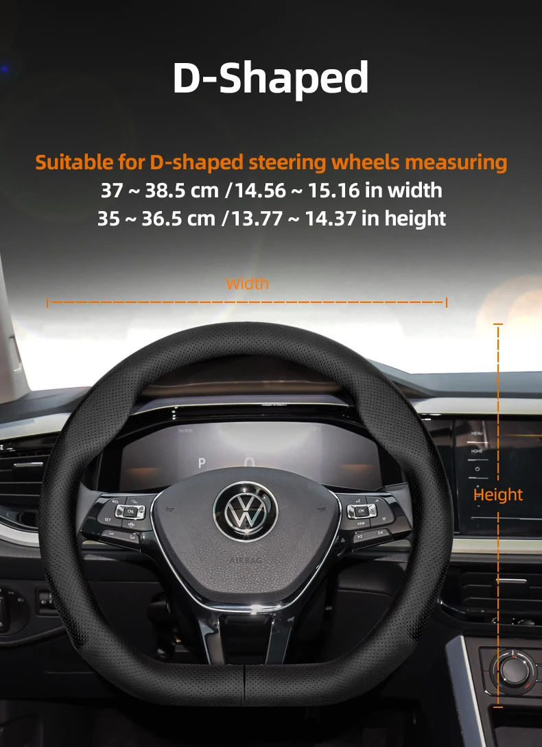 Passend für Volkswagen Ultradünner, atmungsaktiver Leder-Lenkradbezug, geeignet für Polo Golf 5 6 7 Up Gol Volante Scirocco Passat B6 B8 Limousine Jetta Tayron Tavendor Cc T4 Taigo Zubehör – Detail 5