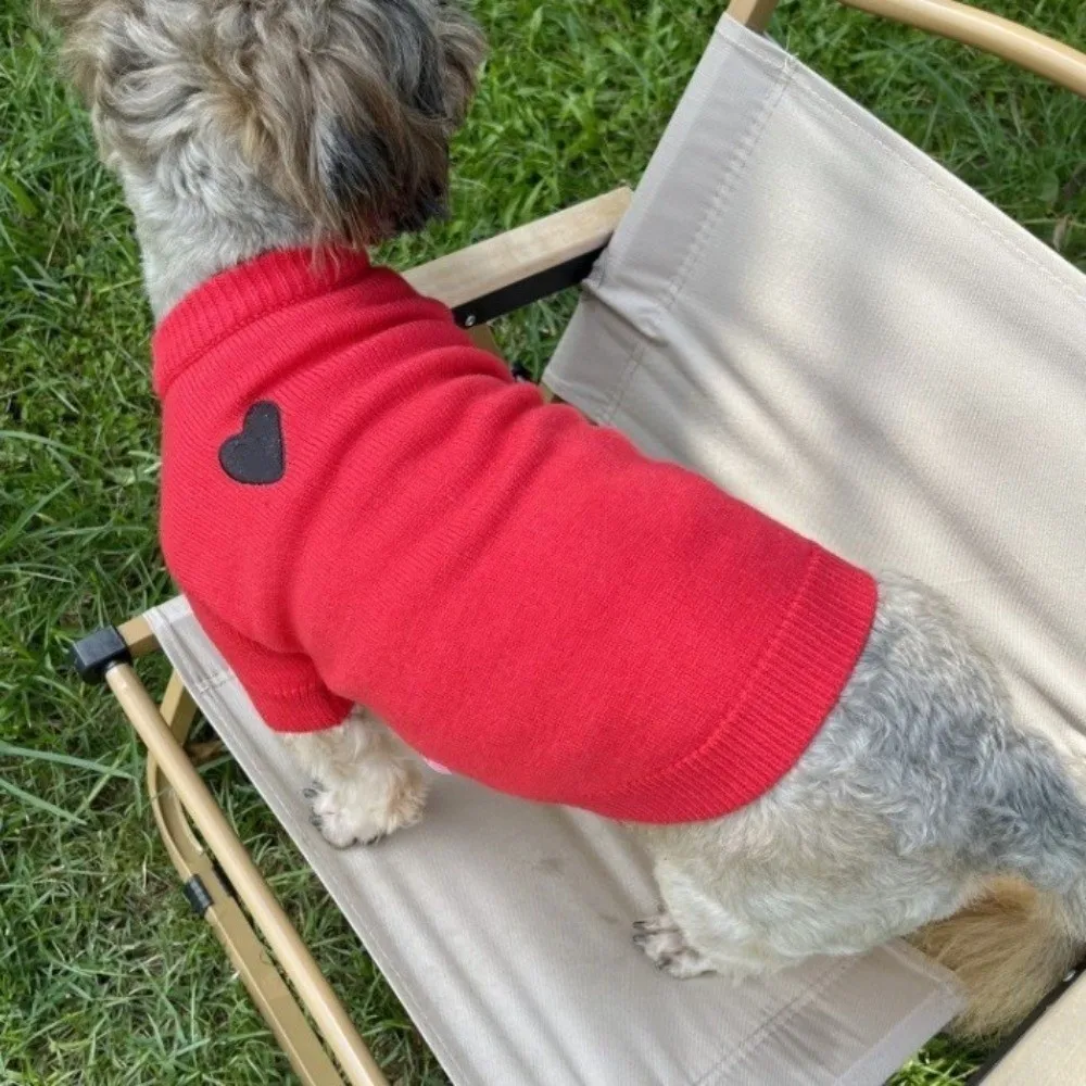 로맨틱한 강아지 사랑스러운 스웨터 피부 친화적인 하트 프린트 애완견 가디건 부드럽고 신축성 좋은 봄 고양이 옷 봄 가을