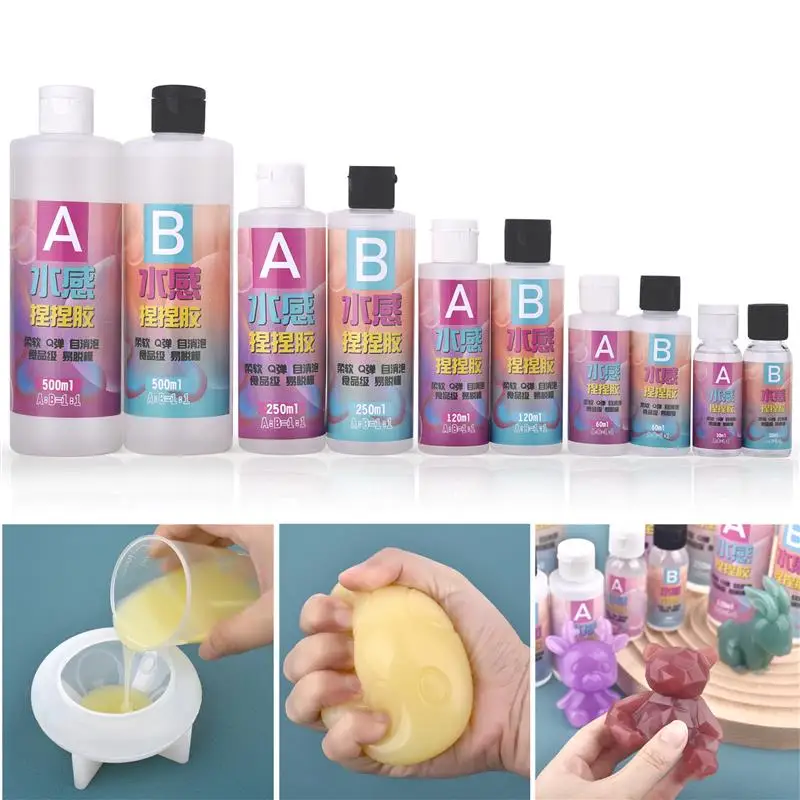 1:1 AB Epoxy Resin Glue Squishy Gel Water-Feeling Soft Liquid Silicone Making Decompression Toys Gift Squeezing