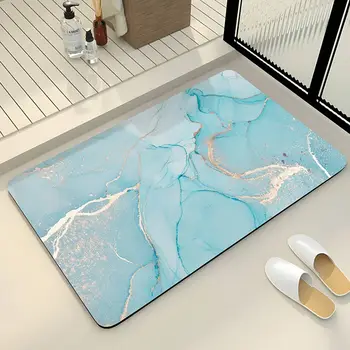 Luxury Diotomite Stone Bath Mat Anti Slip Shower Bathroom Carpet Absorbent Floor Foot Mats Quick Dry Toilet Rug Doormat Washable 1