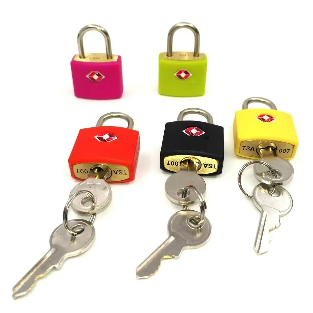 4 Pack TSA Approved Travel Luggage Locks with Keys, Solid Brass Copper Keyed Padlock, ABS Plastic Covered Small Locks for Suitcase, Backpack, Gym