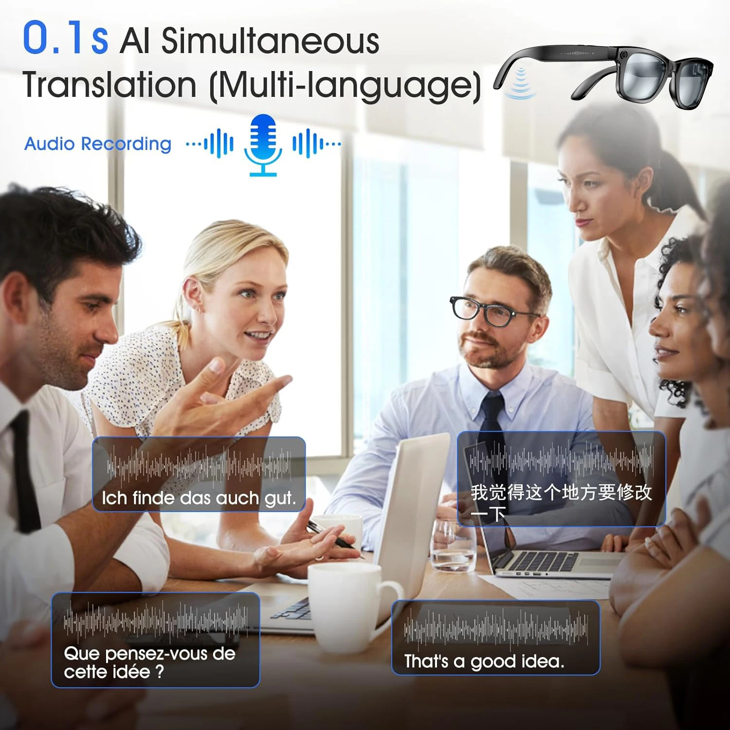 2025 New AI Translation with 8MP Camera Smart Glasses Video Recording Bluetooth Call Headphones UV Protective Lenses Sunglasses