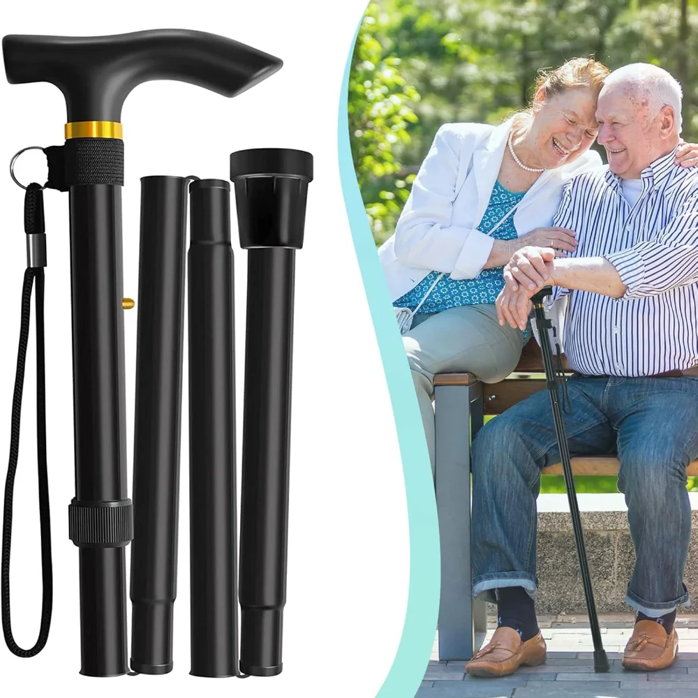 Walking Stick Telescopic Baton Hiking Trekking Poles Aluminum Alloy Metal Folding Cane Crutches Pole For Elderly People