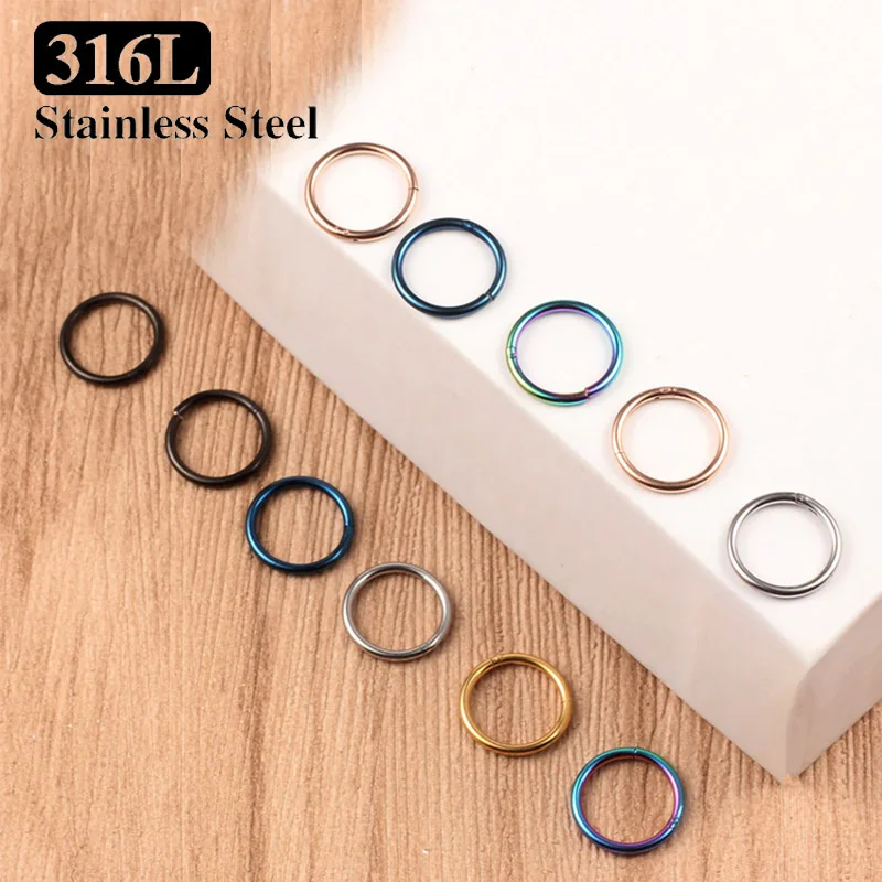 50/100PCS Stainless Steel Small Nose Rings Septum Piercing Mixed Color Body Clips Hoop Earrings For Women Men Cartilage Jewelry