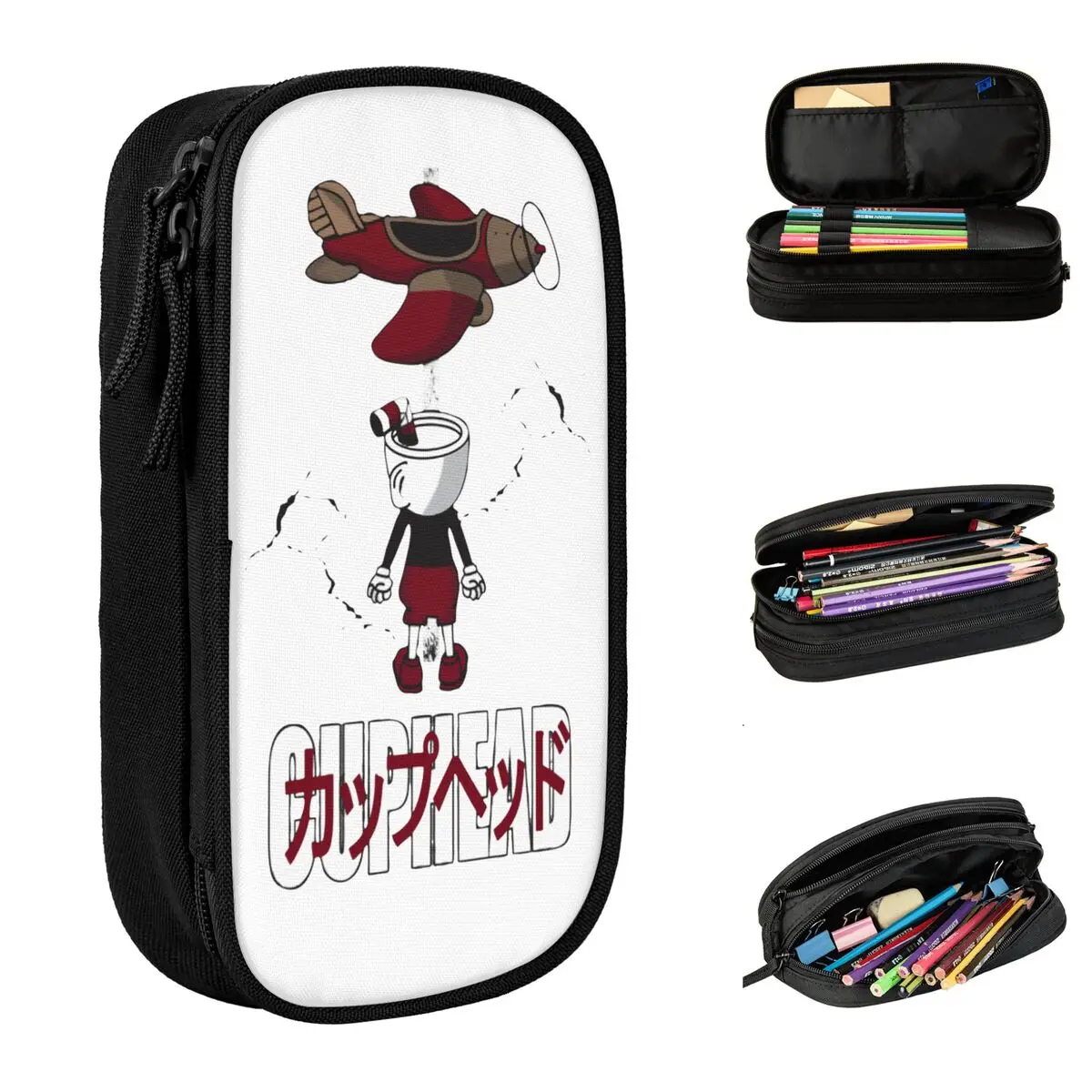 

Чехол для карандашей Cuphead, чашка для игры Mugman, мышь, анимация, геймерский держатель, большой пенал для хранения, школьные канцелярские принадлежности