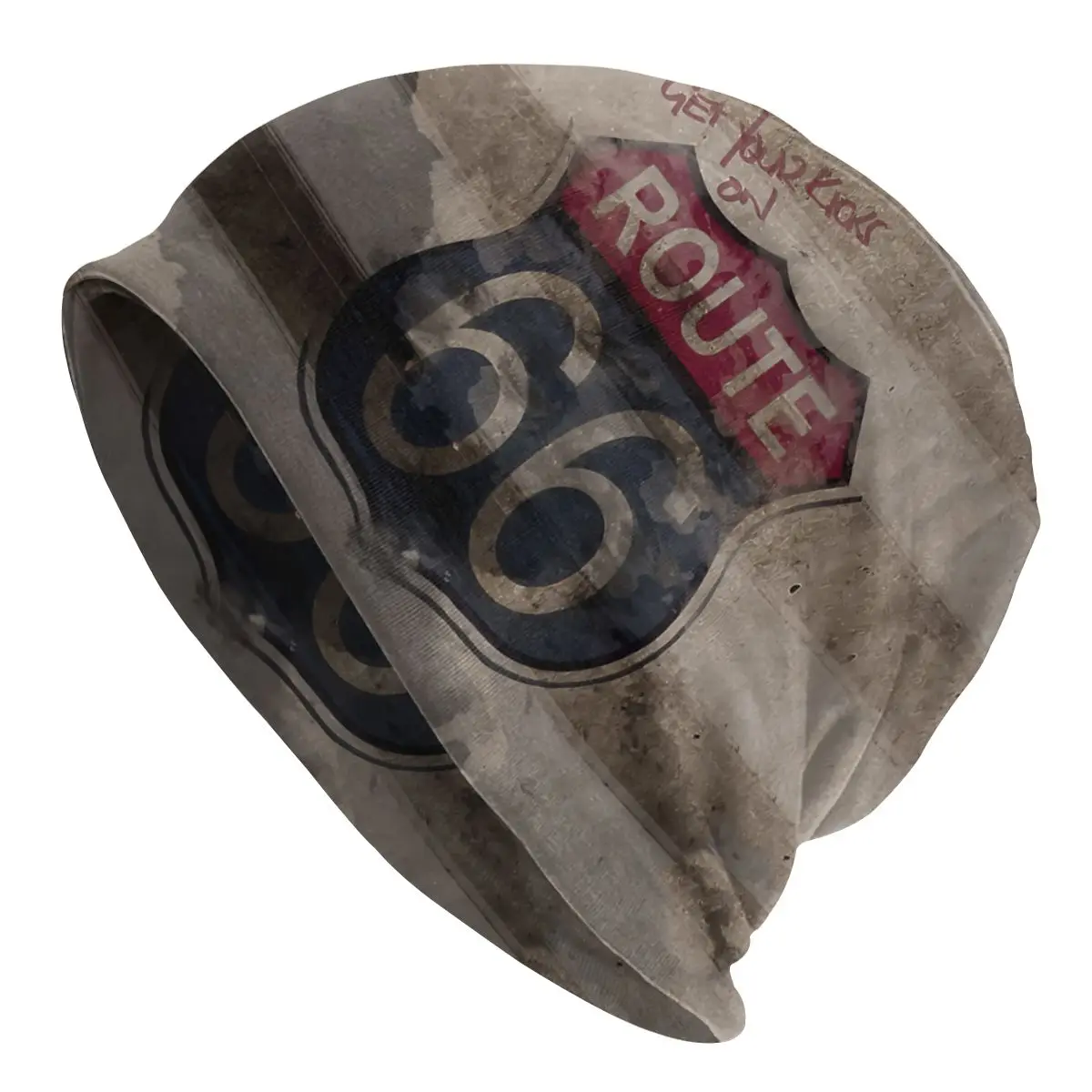 

U S Route 66 Skullies Beanies Fashion Hats Get The Road Thin Bonnet Special Caps Men Women's Earmuffs