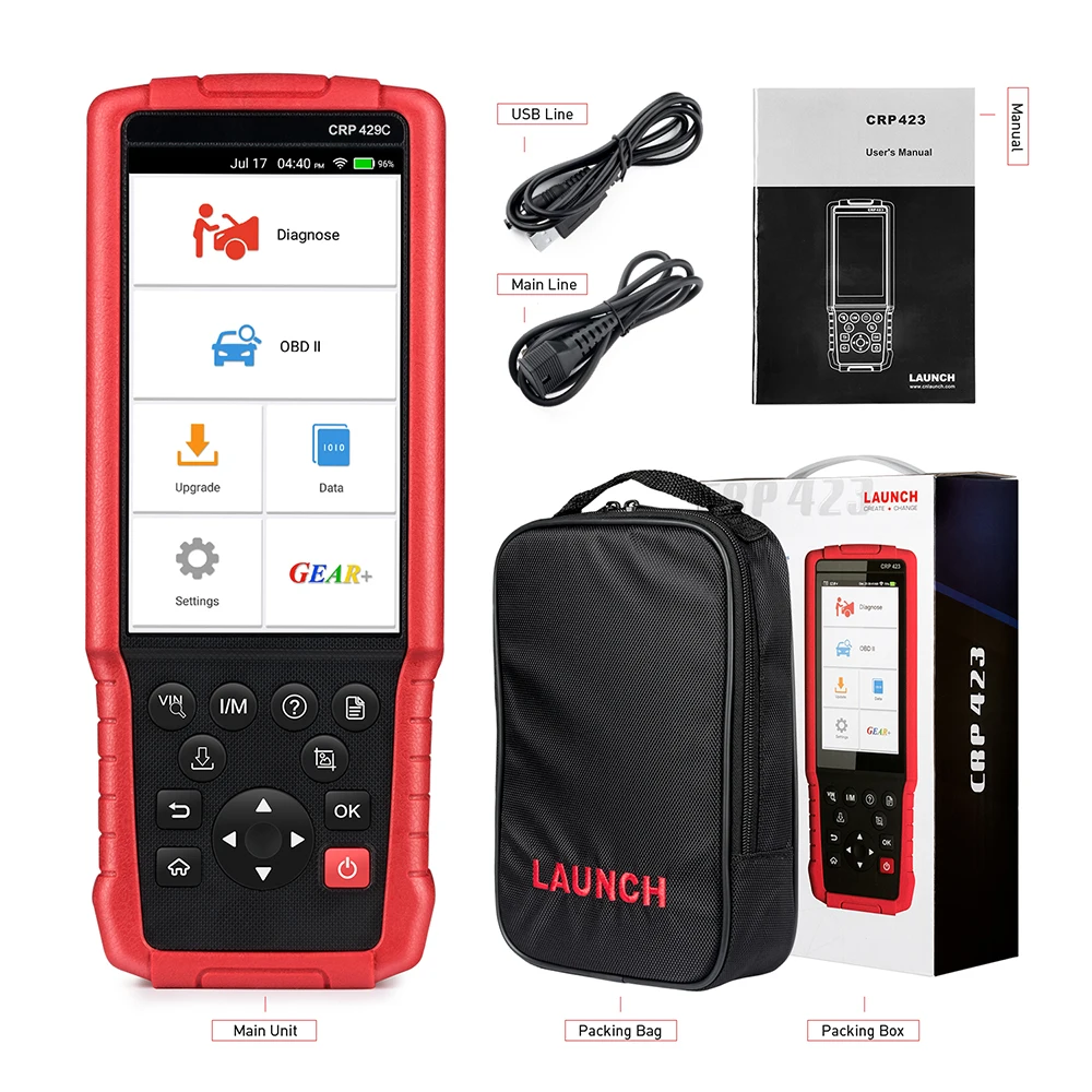 automotive battery charger LAUNCH X431 CRP429C OBD2 Scanner Auto TPMS OIL DPF Reset Car ENG ABS SRS AT System Diagnostic Tools Brake Fluid Tester as Gift cheap car inspection equipment Code Readers & Scanning Tools