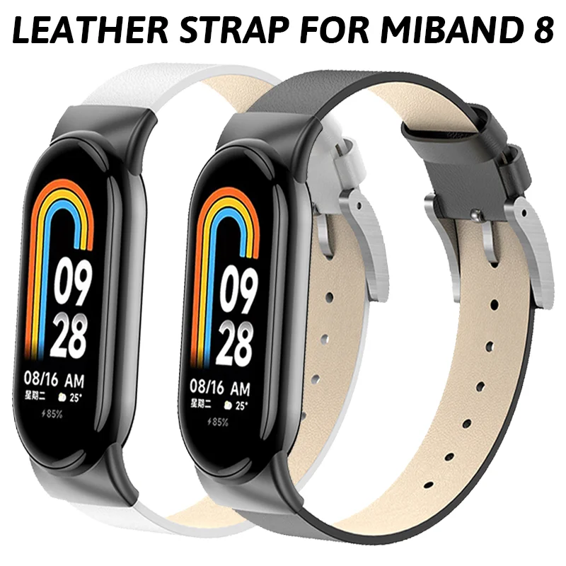 

Leather Strap for Xiaomi Mi Band 8 Metal Buckle Adjustable Bracelet Correa MiBand 8NFC Strap Quick Release Wristband Accessories