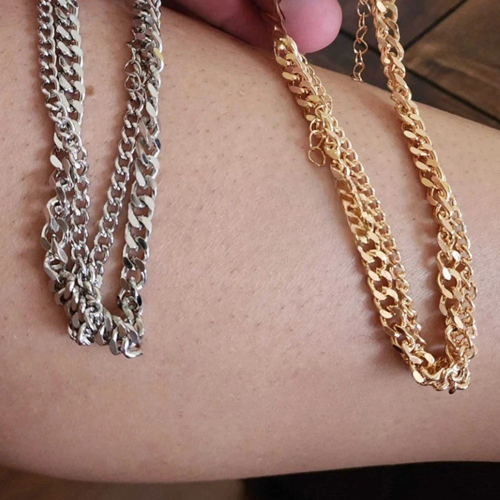 Gold Metal Chain Anklet Set 2PCS For Women