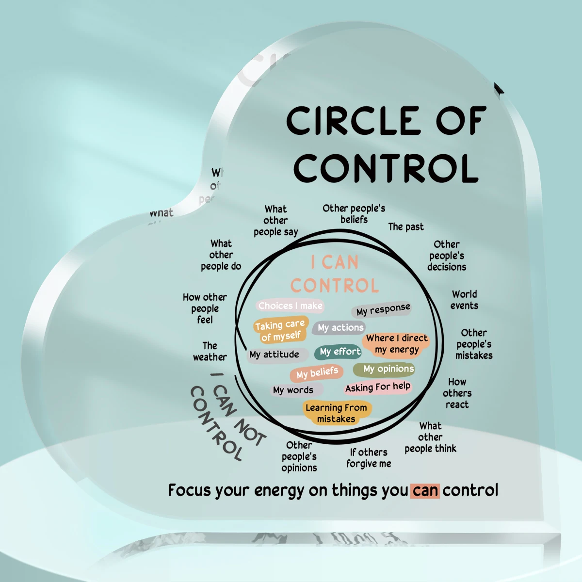 Acrylic Circle Of Control Plaque Sign,Mental Health Awareness&Anxiety Treatment Decor For School Counselors Therapy Office Decor