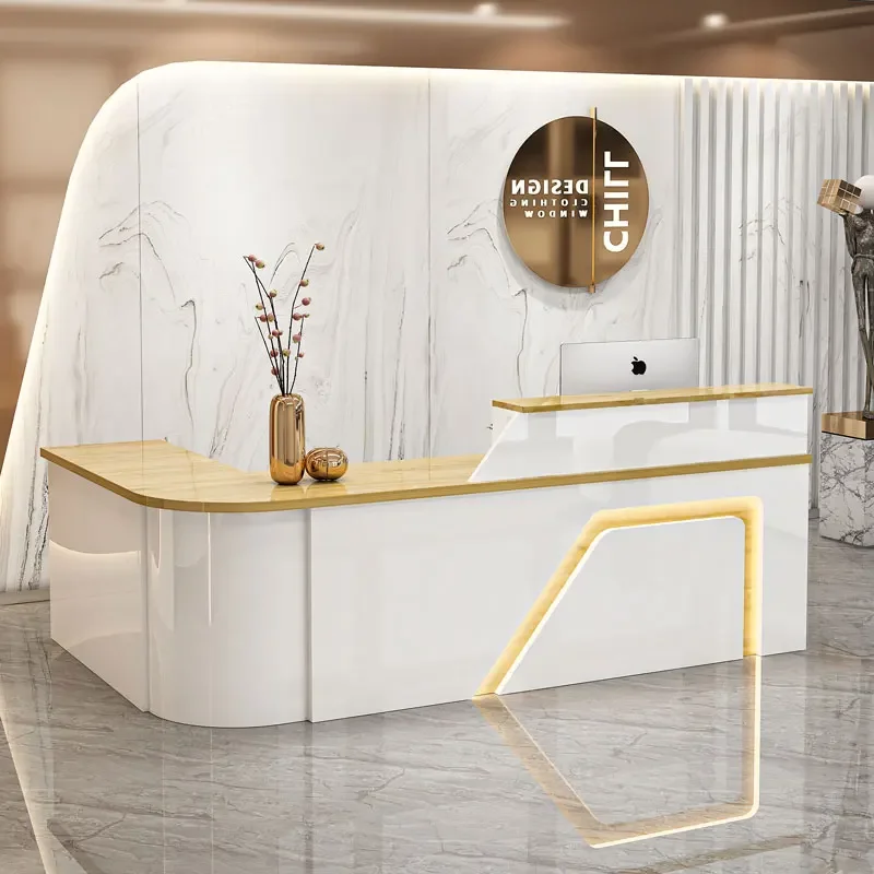 Modern European Front Desk Computer Luxury White Service Front Desk Mobile Study Silla De Escritorio Office Reception Furniture