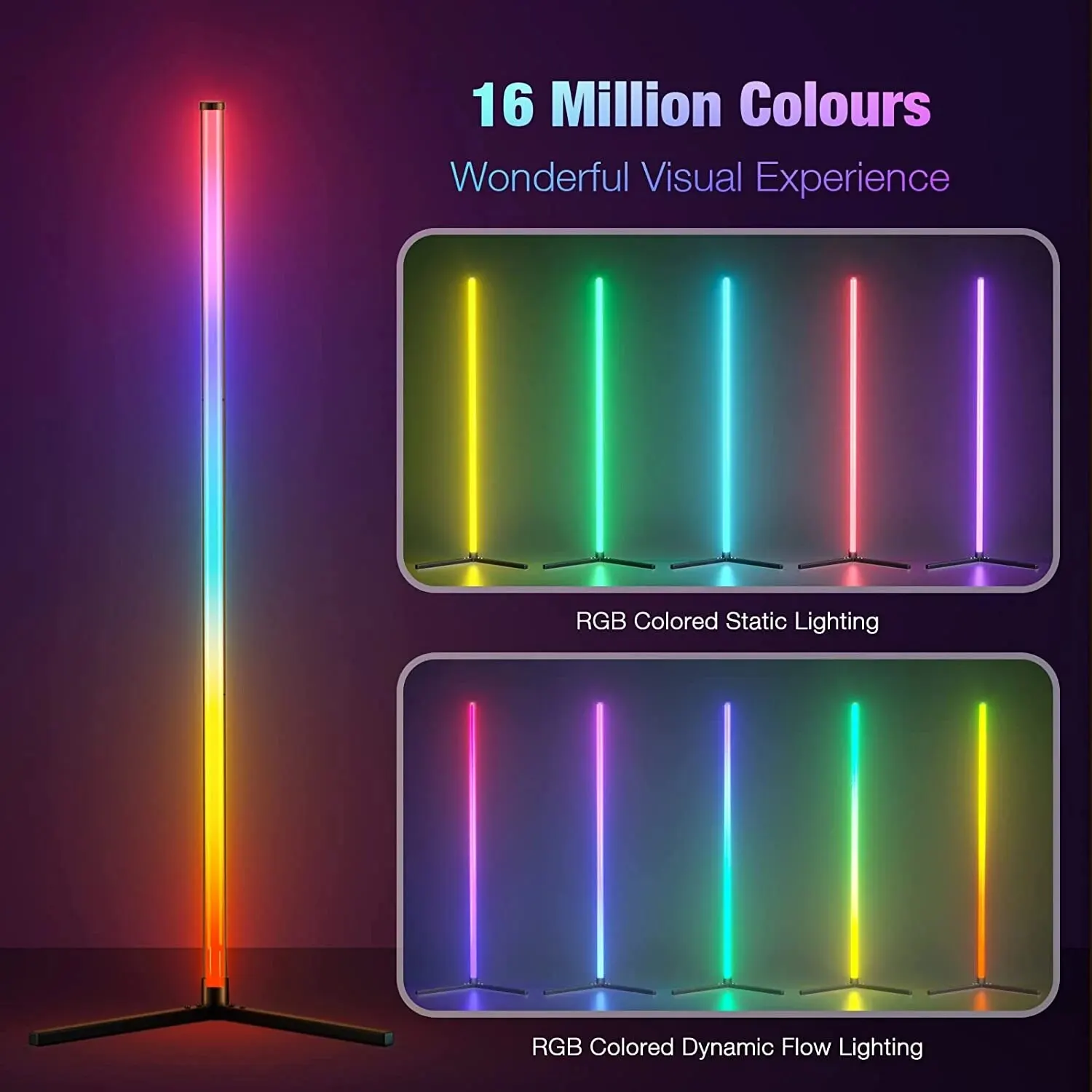 Smart LED Ecke Stehle uchte 155cm/61 Zoll rgbic 16 Millionen DIY Farblicht Musik Sync Timer Einstellung App-Steuerung für Wohnzimmer Schlafzimmer