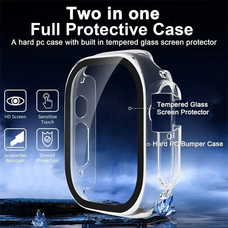 Glass+case Screen Protector Tempered film For Apple Watch Ultra 2 49mm
