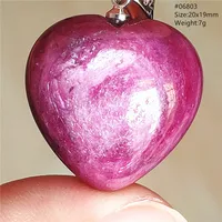 Collier Pendentif Cœur en Rubis Rouge Naturel Roulé pour Femme et Homme, Bijou Tendance en Pierre Précieuse Rubis Rouge Étoilé, Perles de Pierre AAAAAA 4