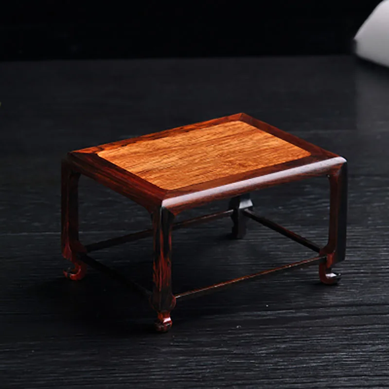 Red Sour Branch Nanmu Square Rectangular Mini Stand, Bonsai Decorative Jade Ware, Cultural and Amusement Base