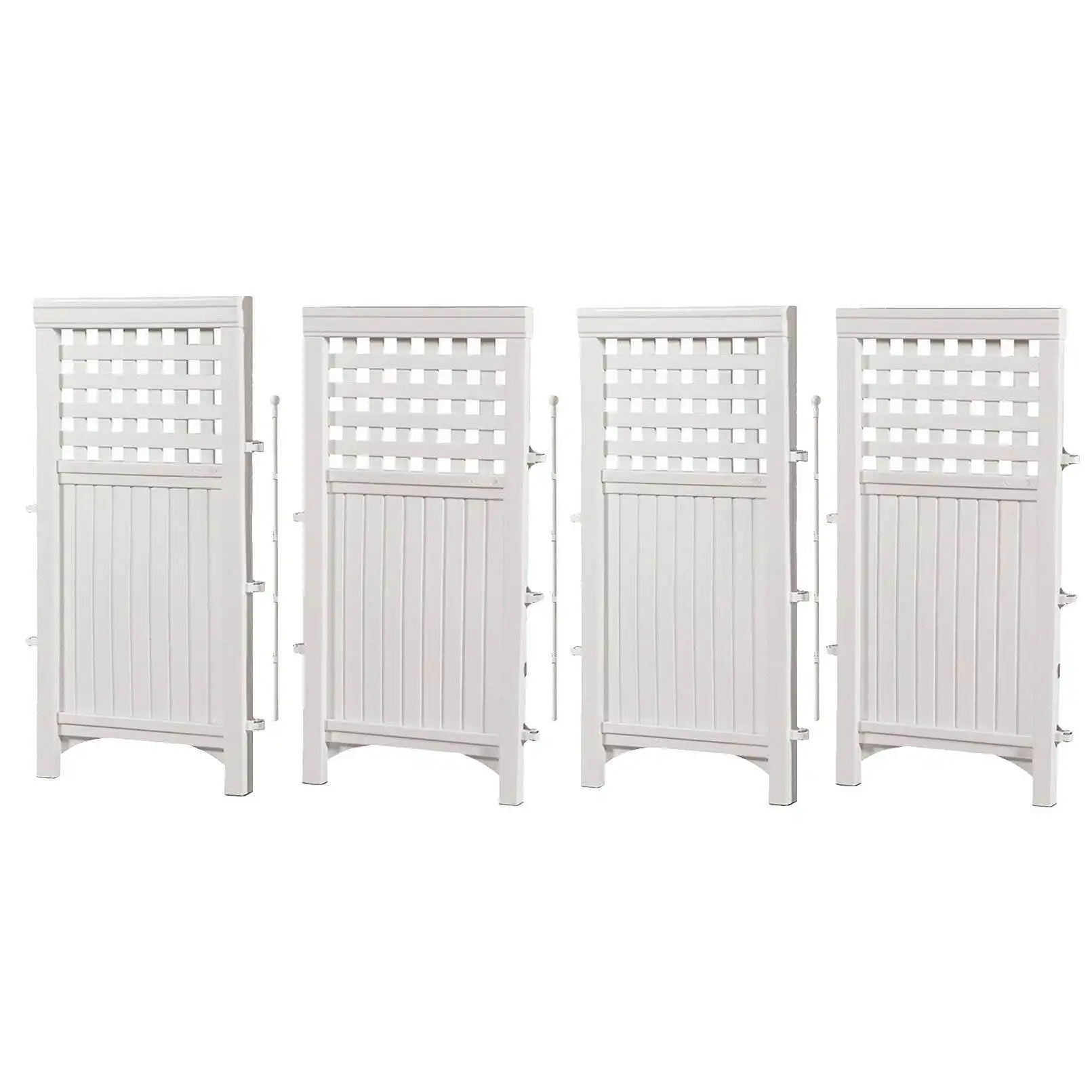 

Outdoor Patio 4 Panel Screen Enclosure Gated Fence, Plastic, White, 44 in H x 24 in D