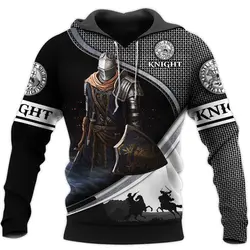 Sweat à capuche décontracté pour hommes, dernière mode, quotidien, personnalité, pull chevalier, Templar, impression 3D 