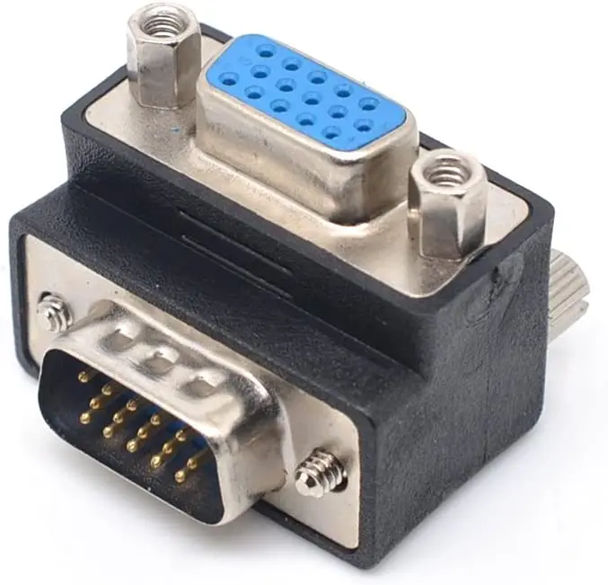 

DB15 Right Angle Female VGA to Male VGA Cable Adapter 90 Degree Connector