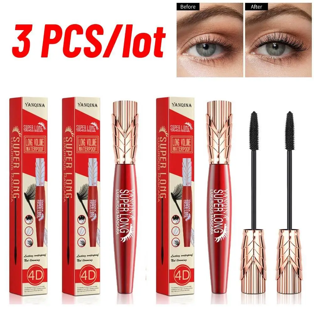 

3pcs/lot Waterproof 4D Crown Mascara Lengthening Thick Curly Waterproof Mascara 24h Lasting No Fading New Product Hot Selling