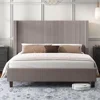 King Bed Frame, Wingback with 50.8-inch Headboard, Corduroy/No Mattress Spring Required/No Noise, Platform Bed Frame 3
