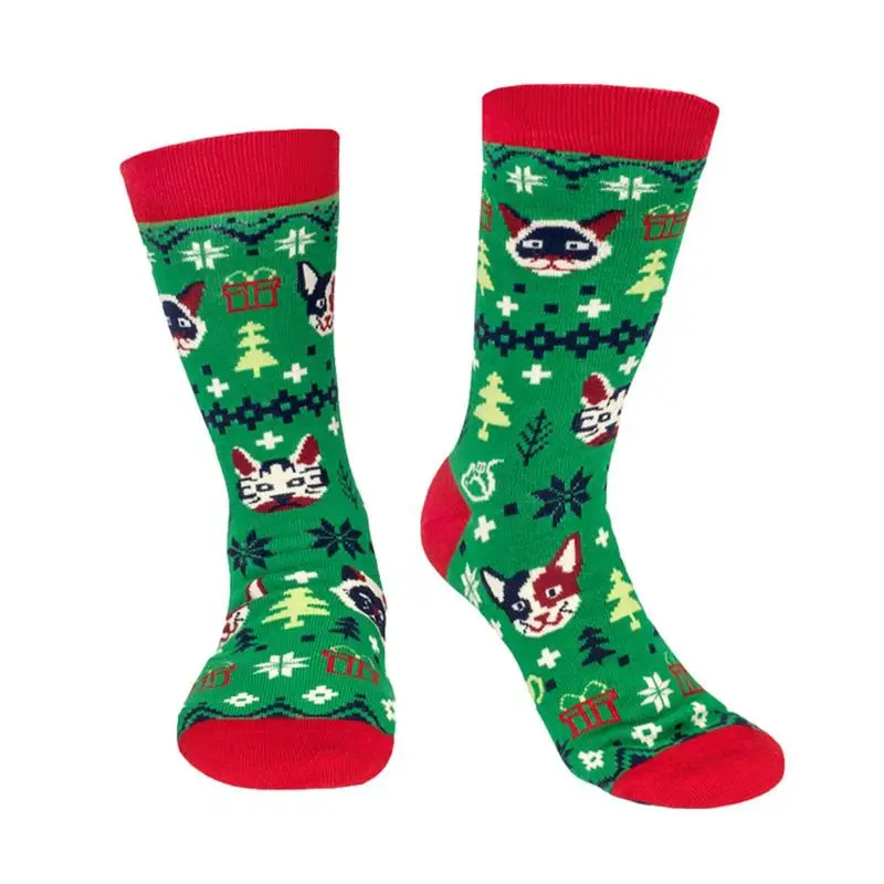 

Christmas Day Socks Christmas Plush Warm Socks Cold Weather Crew Socks Vintage Pattern Socks For Women Men Kids Boys Girls Gift
