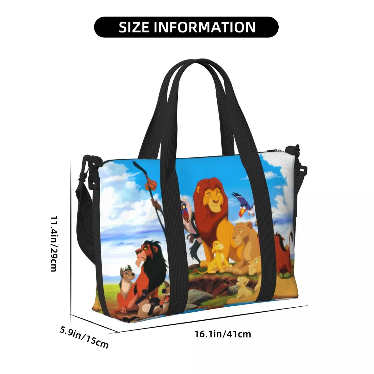 Custom King Lion Beach Tote Bag Women Hakuna Matata Large Compartment Gym Beach Travel Bags 4