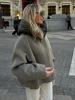 Zipper Panelled Women's Jackets With Hoodies Casual Drawstring Long Sleeved Jacket Female Autumn Winter Short Loose Outwear Tops 5