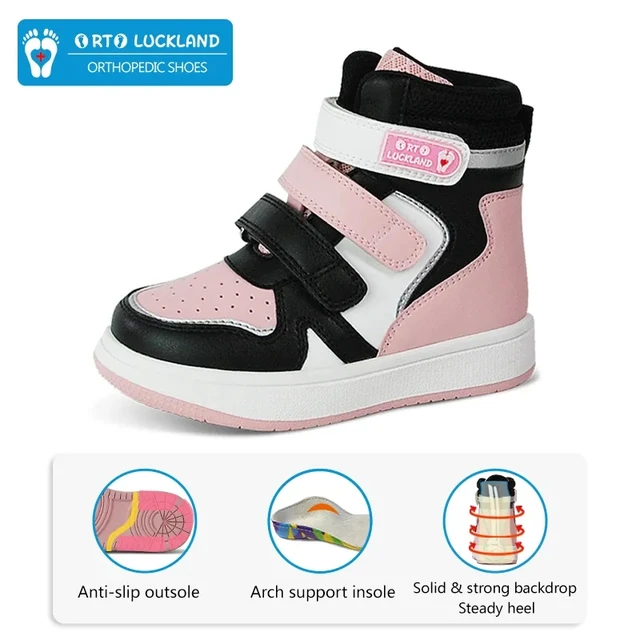 Ortoluckland Toddlers Girl Sneakers Orthopedic Shoes For Kids Leather Ankle Support Children Flatfeet Orthotics Footwear 1