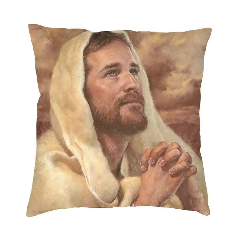 

Jesus Prayer Cushion Cover Printing Christian Christ God Faith Throw Pillow Case for Living Room Fashion Pillowcase Decoration